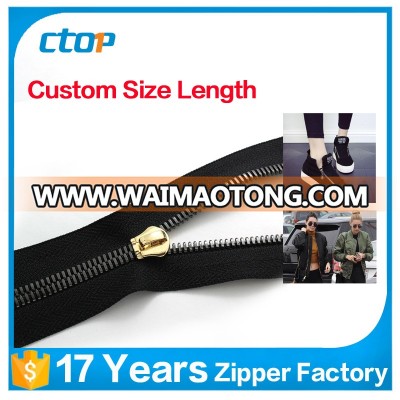 Bag accessory finish large gold metal zipper with high quality